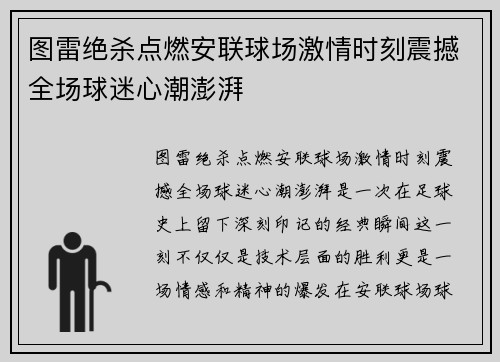 图雷绝杀点燃安联球场激情时刻震撼全场球迷心潮澎湃