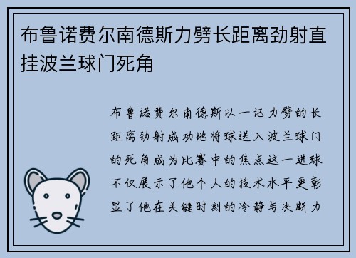 布鲁诺费尔南德斯力劈长距离劲射直挂波兰球门死角